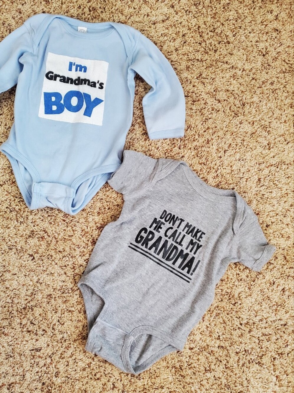12mo Grandma's Baby Onesies, Long And Short - Blue & Gray